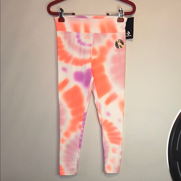 CONVERSE Kids Tie-Dye Leggings - Pink, Orange, and Purple - Picture 1 of 3